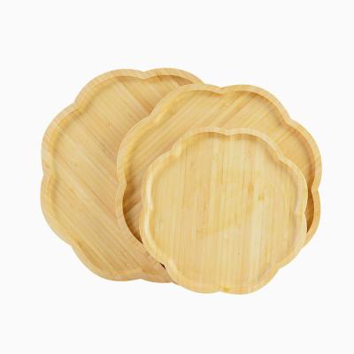 China Disposable Flower Shape Bamboo Catering Tray Breakfast Tray for sale