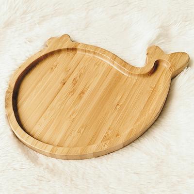 China Disposable bamboo wooden tray bowl maker eco cartoon whale kids feeding dish for sale