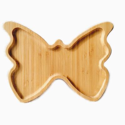 China Disposable Biodegradable Bamboo Fruit Tray Butterfly Dish Tableware Manufacturer for sale