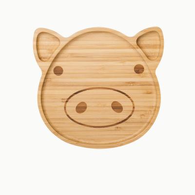 China Kids Disposable Eco Friendly Bamboo Tableware Animal Pig Dish For Kids Tray for sale