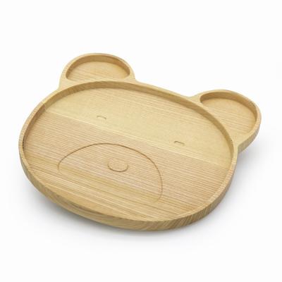 China Cartoon Bear Disposable Bamboo Tray For Kids Tableware Set 2 for sale