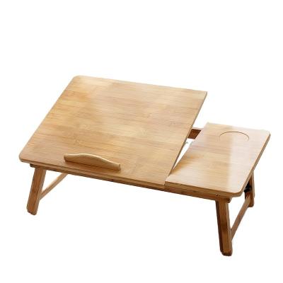 China Desk Foldable Bamboo Table Adjustable Laptop Breakfast Serving Bed Foldable Tray with Tilt Drawer for sale