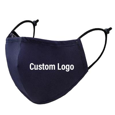 China Anti-Dust-Fog-Mist-Wind Logo Top Quality Custom Made Adult Reusable 4 Ply Navy Blue Cotton Facemask for sale