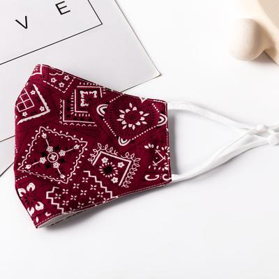 China Fashionable Cheapest Price 2 Ply Pattern High Quality Custom Printing Red Gift Face Masks Skin Care Adjustable Cotton Facemask for sale