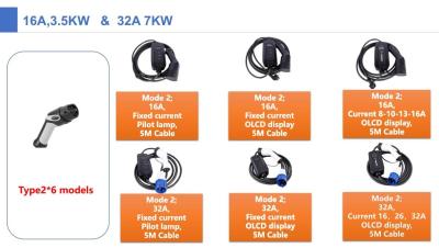 China IEC62196-2 mode2 charger 3.5kw single phase fixed current OLCD display portable ev charger for electric vehicle charging zu verkaufen