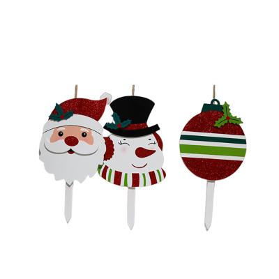 China Wood Holiday Time Wooden Christmas yard stake Santa snowman Ball outdoor Christmas decorations large for sale