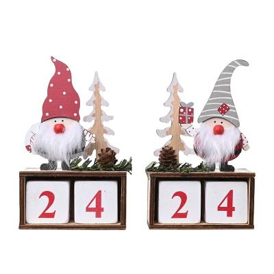 China Environmental Friendly New arrival Christmas Advent calendar Number Date Wooden Blocks Tabletop Desk Kids room ornaments for sale