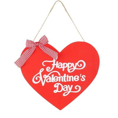 China Valentine's Day Factory Valentine's Day heart-shaped wooden wall Hanging Home Wall Door Decorations porch ideas for sale