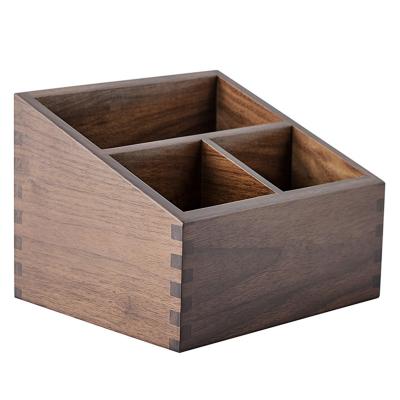 China Sustainable DIY Small wooden Storage Box Remote Control Organizer for Phone Pen Office Supplies Holder Container for sale