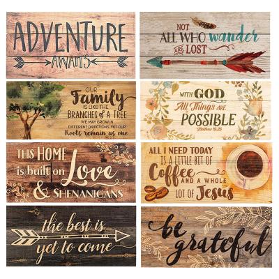 China Art & Collectible Wholesale Custom Painted Wall Hanging Home Decor Farmhouse Rustic Wood Signs Wooden Plaque for sale