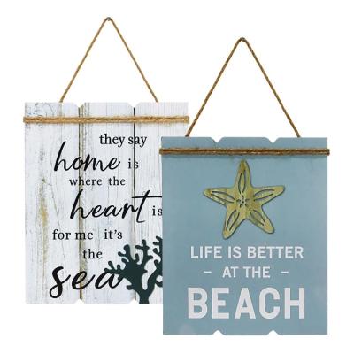 China Home decorations 2023 Summer personalized panel hanging door Welcome Sign boards ocean Theme Decorative  home ornaments for sale