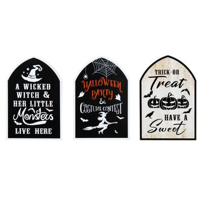 China Home Decration Party suppliers Wooden Halloween Plaques Wall door hanging sign pendant trick or treat ghost witch ornaments for sale