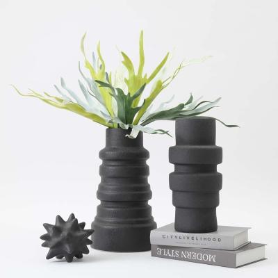 China Nordic Minimalism Ceramic Handcraft Matte Porcelain Round Column Flower Vase for sale