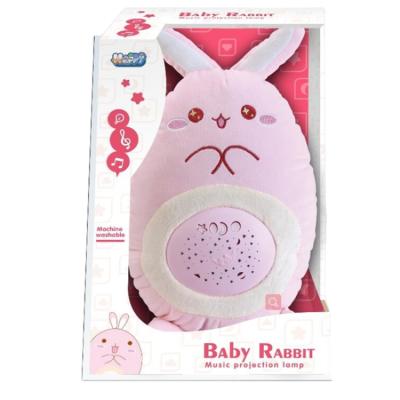 China Plush Baby Sleep Best Nursery Cry Sensor Relax Timer Rabbit Machine Pink Shower Gift with Star Projector for sale