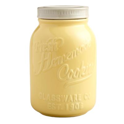 China No Factory Direct Storage Candy Jar Custom Shaped Ceramic Yellow Mason Jar Cookie Jar for sale