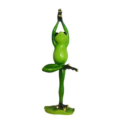 China India resin handmade green home decoration yoga frog figurine for sale