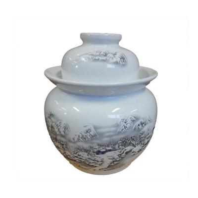 China Sustainable China Made Ceramic Fermentation Jug Porcelain Pickles Fermentation Pot for sale