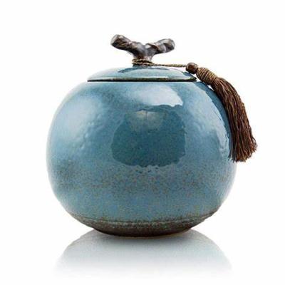 China Who respects the environment. factory direct supplier ceramic urn for human pet ashes blue adult urn urn custom china for sale