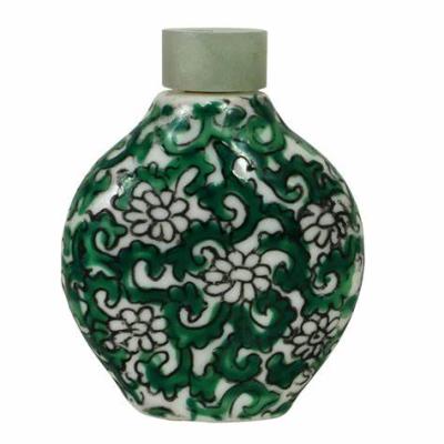 China Europe Custom Shaped Handmade Green Antique Ceramic Flower Snuff Bottles Chinese for sale