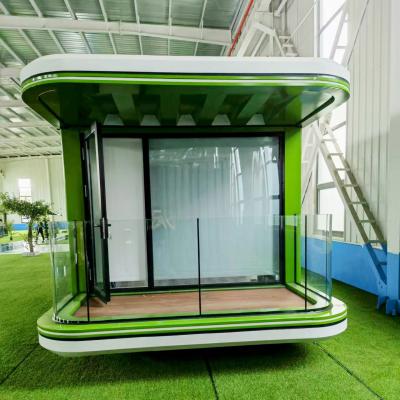 China Aluminum Hollow Tempered Glass Doors and Windows Prefab Space Capsule House for Hotel for sale