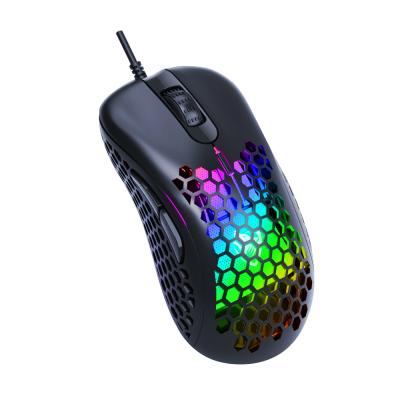 China 2021 New Gaming Computer Mice with Honeycomb Shell, 5 Programmed Buttons, 3 Adjustable DPI, RGB Ergonomic Optical Gaming Mouse for sale