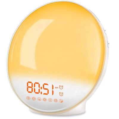 China Eco-friendly SmartSleep wake up light and colorful sunrise and sunset simulation, 5 natural sounds, FM radio and reading lamp white for sale