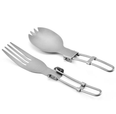 China Innovation Others Gift EDC Outdoor Camping Folding Titanium Spoon And Fork 13.5*4cm for sale