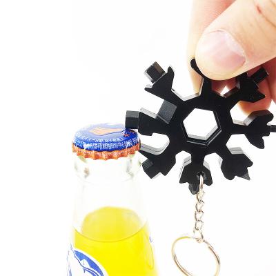 China Multi Function Tool Factory Direct Logo Customized Gift Key Chain 19 in 1 Stainless Steel Snowflake Key Chain Multi Tool for sale