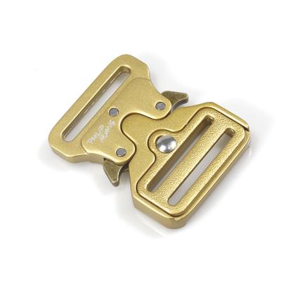 China Wholesale Free Custom Logo Quick Release 1.5 Inch Metal Quick Release Buckle Gold Colors For Belt Fashion Carabiner Tactical Use for sale