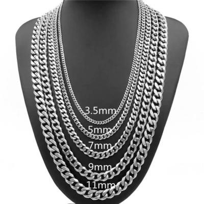 China Custom Made Length Men's High Quality Custom Logo Wear Logo Stainless Steel Necklace Restrictor Cuban Link Chain for sale