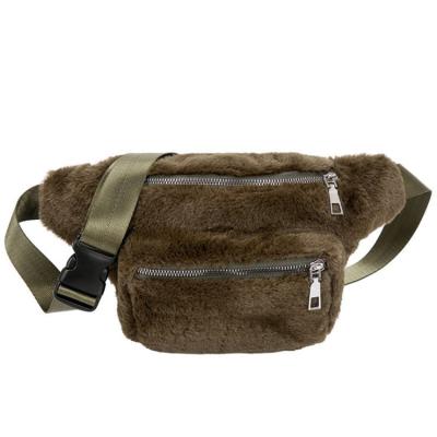 China Fashion Women Accept Custom Waist Bag Faux Fur Fanny Pack Winter Chest Bag for sale