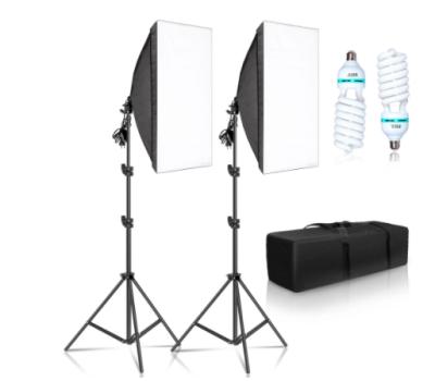 China High Quality Photo Studio Lighting Kit 2pcs 132W Bulb +2pcs 2m Tripod 50*70CM for sale