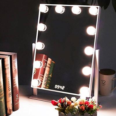 China Adjustable 9/12 Bulbs Table Top Vanity Makeup Mirror With 4 x Batteries - Lighted Make Up Mirror for sale