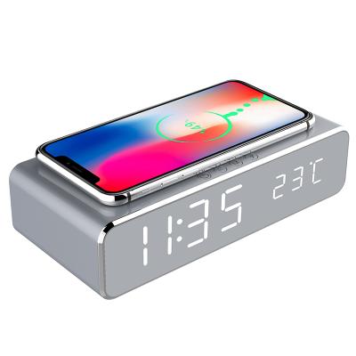 China Dropshipping LED Alarm Clock Modern Phone Alarm Clock Digital Wireless Charger for sale