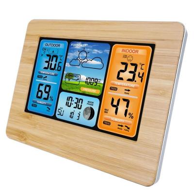 China MP3 Playback Dropshipping Multifunction Bamboo Color Screen Clock Alarm for sale