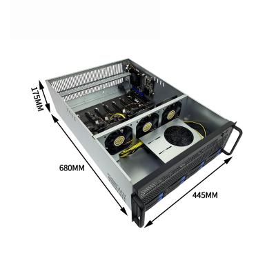 China With Fan Wholesale 6 Or 8 GPU Rig 4U Server Rig Chassis Case With 6pcs Fans 5300rpm High Speed for sale