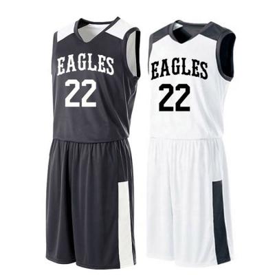 China Custom Made Anti-UV High Quality Reversible Sublimation Sports Logo Design New Youth Basketball Uniform Set for sale