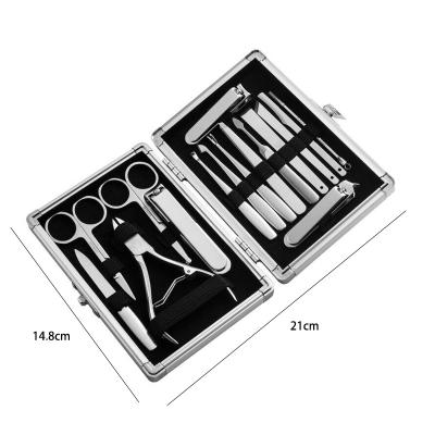 China Travel/Nail Care/Quality Machine Making Post Angled Manicure Set Best Gift Customization Professional 16 Piece Finger Nail Clipper Cuticle Pusher Nippers Bag for sale