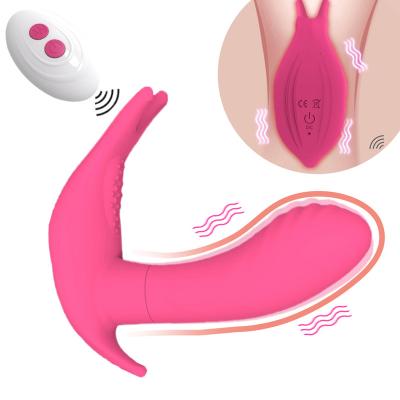 China 10 Modes Vibration Radio Remote Control Smart Vibrator Wearable Panties Vibrator with Dildo for Women Clit G-spot Female Stimulation for sale