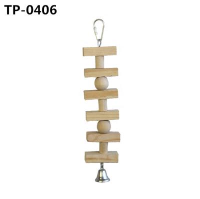 China Stocked Natural Wooden Bird Swing Ladder Toys With Bells For Cockatiel Mynah Parakeet Finch With China Manufacturer Price for sale