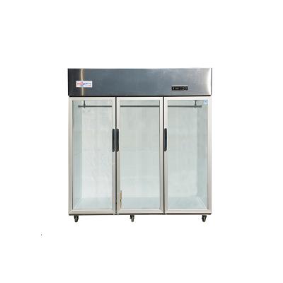 China Large Capacity Stainless Steel Open Door Meat Display Fridge Industrial Glass Rack Sheep Single-temperature 3 Door Hanging Freezer for sale