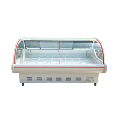 China Compressor EXHIBIDORA DE CARNE CON VIDRIO ALTO Curved Tempered Glass Meat Butcher Shop Display Fridge Chiller for sale