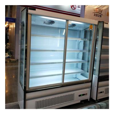 China Single-temperature Slliding Commercial Refrigerated Glass Door Mutideck Fruit Vegetable Fridge For Supermarket Convenience Store for sale