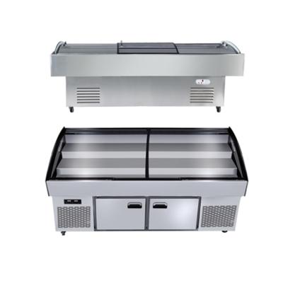 China Compressor 2000MM Length Seafood Market Display Racks Shleves Stainless Steel Commercial Equipment Counter for sale