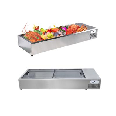 China Single-Temperature Stainless Steel Table Top Fresh Fish Grocery Stores Counter Display for sale