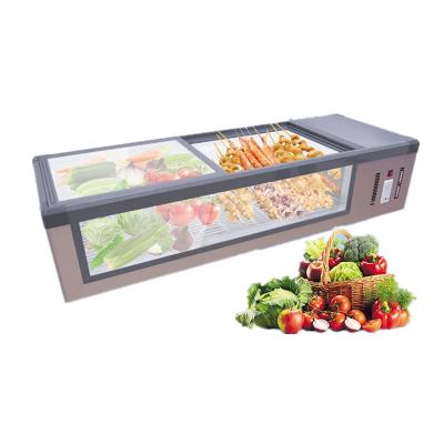 China Single-temperature 0-10 Degrees 1500-2000MM Sliding Glass Door Squid Seafood Showcase Top Shelf for sale