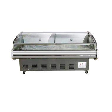 China Single-temperature Live Seafood Equipment Stainless Steel Seafood Display Showcase Glass Cool Meat Display Cooler For Supermarket for sale