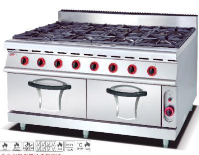 China Smoothtop Commercial Fast Food Restaurant Gas Stove with 8 Burner and Gas Oven for sale