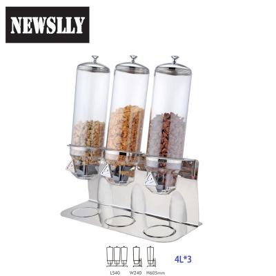 China Classic Bulk Cereal Dispenser Stainless Steel Countertop Cereal Dispenser Hotel Buffet Plastic Food Dispenser for sale