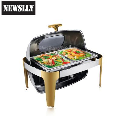 China Oblong Roll Top Classic Desktop Buffet Restaurant Hotel Food Warmers Roll Top Buffet Chafing Dish Buffet Chafing Warmers for sale